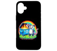 Funny Possum Rainbow Dumpster Fire Case for iPhone 16 Plus