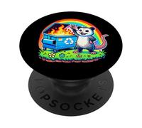 Funny Possum Rainbow Dumpster Fire PopSockets Adhesive PopGrip