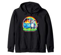 Funny Possum Rainbow Dumpster Fire Zip Hoodie