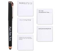 Funny Post it Notes and Pen, Rude Secret Santa Gifts for Men Women Adult, Fresh Outta Fucks Pad,Fun Christmas Gifts, Pens Sticky Notes Office Supplies,Desk Accessories for Colleague Coworkers (Black)