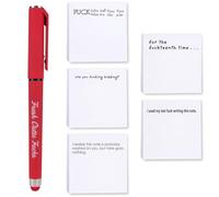 Funny Post it Notes and Pen, Rude Secret Santa Gifts for Men Women Adult, Fresh Outta Fucks Pad,Fun Christmas Gifts, Pens Sticky Notes Office Supplies,Desk Accessories for Colleague Coworkers (Red)
