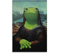 Funny Poster Print Mona Lisa and Frog Canvas Art Print Mona Lisa Wall Art Picture Print Painting Modern Home Decor Family Bedroom Decor Posters Unframed,40×60cm