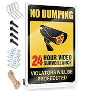 Funny Poster Sign Warning No Dumping Video Surveillance Violators Will Be Prosecuted Tin Sign Funny Patio Signs Funny Saying Tin Signs(30X40CM)