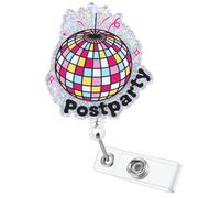 Funny Postparty Nurse Badge Reel, Cute Pediatric Retractable ID Badge Holder, Name Tag Badge Buddy for RN LPN CNA MA L&D OB/GYN NICU Postpartum Nurse Midwife Nursing Student Neonatologist Obstetrician