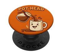 Funny Pot Head Retro Coffee Lover Caffeine Humor Java PopSockets Adhesive PopGrip