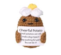 Funny Potato, 2.6" Creative Cute Crochet Toy Flower Tiny Potato with Card Good Luck Gift Positive Knitted Emotional Support Doll for Birthday Gift Friend Party Decor Encouragement