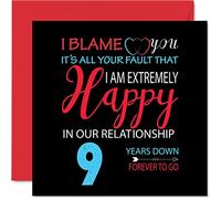 Funny Pottery Anniversary Card for Husband Wife - Your Fault I'm Extremely Happy - Happy 9th Wedding Anniversary Card for Partner, 145mm Greeting Cards Anniversaries