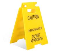 Funny Prank Office Desk Sign, Caution Overstimulated Desk Sign Do Not Approach Warning Mini Desk Decor Gifts for Office Work Colleagues Employees Boss Teammate Workplace