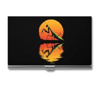 Funny Praying Mantis Sunset Metal Business Card Holder Name Cards Case