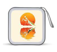 Funny Praying Mantis Sunset Portable CD Case Holder 40 Capacity Travel DVD Wallet Hard Plastic Zipper Storage for Car Home Travel