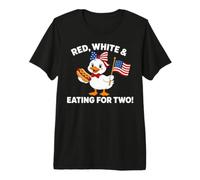 Funny Pregnancy Announcement Red, White Eating for Two Goose Premium T-Shirt