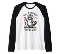 Funny Pregnancy Humor Wife Feral And Pregnant Leave Me Alone Raglan Baseball Tee