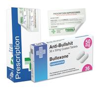 Funny Prescription Box Gift Set - Novelty Gag Gift with Realistic Pill Box, Prescription Bag & Sticker - Unique Joke Present for Friends, Birthdays, Office Parties & Secret Santa (Anti-Bullshit)