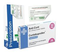 Funny Prescription Box Gift Set - Novelty Gag Gift with Realistic Pill Box, Prescription Bag & Sticker - Unique Joke Present for Friends, Birthdays, Office Parties & Secret Santa (Anti-Cunt)