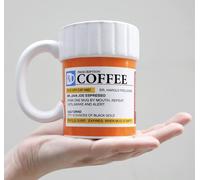 Funny Prescription Coffee Mug - 350ml Large Novelty Ceramic Cup with "Prescription Coffee" Label, Dishwasher Safe, Unique Gag Gift for Coffee Lovers, Doctors, Pharmacists, Home or Office Use