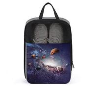 Funny Print Travel Shoe Bag,Planets of The Solar System Shoe Bag with Zipper & Handles,Waterproof Breathable Portable Large Shoes Storage Bag Shoes Organizer Pouch for Outdoor