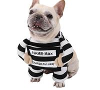 Funny Prisoner Dog Costume, Black And White Striped Halloween Pet Costume, Personalized Name Halloween Party Cosplay Outfit For Dog Cat Dress-Up