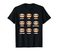 Funny Procrastinating Sloth Mood Chart Sleepy Day Meme Slang T-Shirt