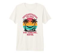 Funny Procrastination Island Retro 80s Tropical Premium T-Shirt