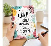 Funny Productivity Planner Notebook, Crap I’ll Forget Unless I Write It Down Spiral Bound Memo Journal for Adults, Daily Tasks, Notes, Goals Reminders