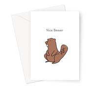 Funny Profanity Love Cards | Rude Offensive Banter Cards For Husband, Wife, Girlfriend, Boyfriend | Naughty Valentines, Anniversary (Nice Beaver)