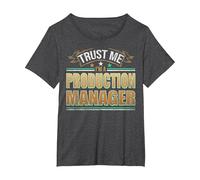 Funny Profession Quote Im A Production Manager T-Shirt, Women's Plus, Dark Heather Grey, 1X