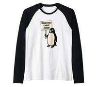 Funny Protesting Penguin with A Sign Make Fish Cheap Again Raglan Baseball Tee