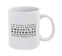Funny Psychology Coffee Mug I'm Finally Caught Up On My Massive Paperwork - Gift for School Psychologist, Psychiatrist, Teacher, Therapist, Doctor, White Ceramic