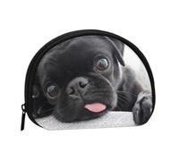 Funny Pug Black, Women's Storage Bag Shell Makeup Bag Small Coin Purse Shell Change Pouch