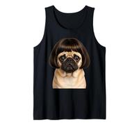 Funny Pug Bob Haircut Stylish Dog Portrait Tank Top