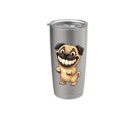 Funny Pug Cartoon Dog Smiling with Big Teeth Stainless Steel Insulated Tumbler