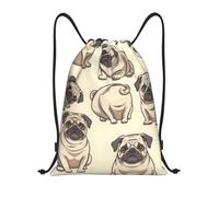 Funny Pug Cute Dogs Unisex Drawstring Bag Waterproof String Backpack Large Drawstring Backpack For Travel Holidays Climbing