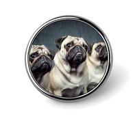 Funny Pug Dog Badges Circle with Button Design, Personalized Picture Pin Brooches, Round Badge Holders for Decorate Hat Shirt Clothing Bag Accessories