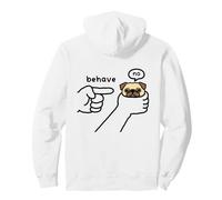 Funny Pug Dog Behave No Stubborn Meme Cartoon Pullover Hoodie