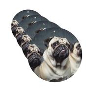 Funny Pug Dog Car Air Freshener Cards Set of 4 Pieces Long Lasting Hanging Scented Cards for Bedroom Wardrobe Car Aromatherapy Tablets for Men Women Rearview Mirror Pendant