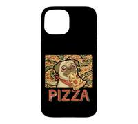 Funny Pug Dog Eating PIZZA Slice Food Lover Case for iPhone 15