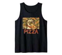 Funny Pug Dog Eating Pizza Slice Food Lover Tank Top