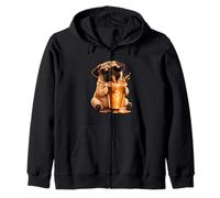 Funny Pug Dog Iced Coffee Lover Design Zip Hoodie