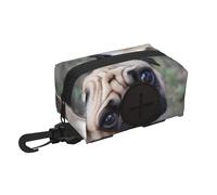 Funny Pug Dog Look At You Dog Poop Bag Holder Portable Garbage Bag Dispenser