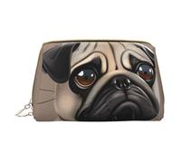 Funny Pug Dog Printed Small Makeup Bag Portable Leather Make up Bag Travel Zipper Cosmetic Bags Organizer for Women