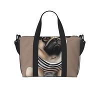 Funny Pug Dog Printed Travel Bag Duffle Bag for Men Women, Large Water Resistant Gym Bag Weekend Holdall Bag with Shoulder Strap
