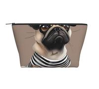 Funny Pug Dog Printed Travel Makeup Bag Trapeze Cosmetic Bag Makeup Case Toiletry Bag Organiser for Women