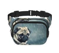 Funny Pug Dog Square Double-Layer Waist Bag Chest Bag Crossbody Bag Running Travel Hiking Waist Bag