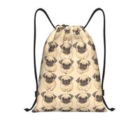 Funny Pug Dogs Cute Women Men Pe Bag Durable String Backpack Lightweight Gym Sack For Beach Travel Yoga