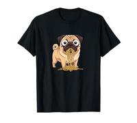 Funny Pug Eating Spaghetti Clumsy Dog Design T-Shirt