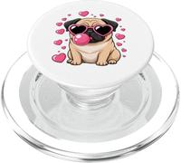 Funny Pug Heart Sunglasses Valentine Puppy Love Pug Mom PopSockets PopGrip for MagSafe