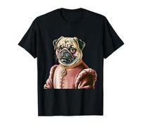 Funny Pug in Royal Renaissance Vintage Outfit Cartoon T-Shirt