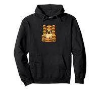 Funny Pug King on Burger Throne Cartoon Design Pullover Hoodie