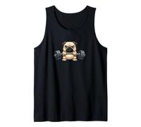 Funny Pug Lifting Weights Gym Workout Cartoon Tank Top