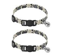 Funny Pug Pattern Black and White Dog Collar Quick Release Buckle Female Dog Collars 2 Pack